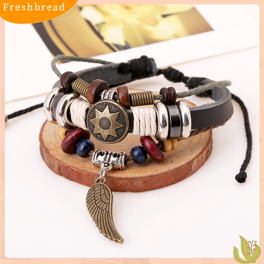 &lt; Freshbread &gt; Charm Gelang Multi-Layer Liontin Bulu Indah Handmade Tali Bungkus Gelang Untuk Pacaran