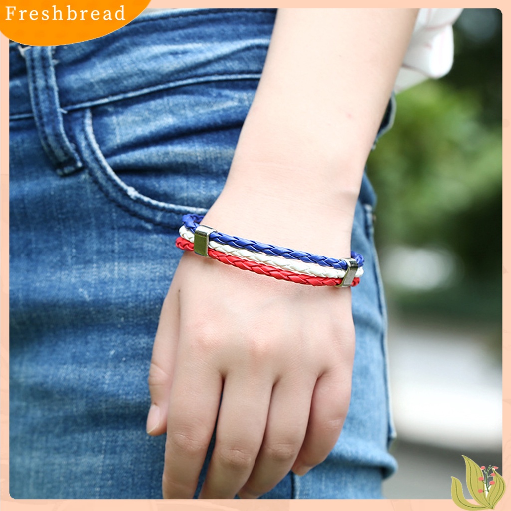 &lt; Freshbread &gt; Gelang Anyaman Dengan Gesper Multi Layers Casual World Cup National Element Bracelet Untuk Kehidupan Sehari-Hari