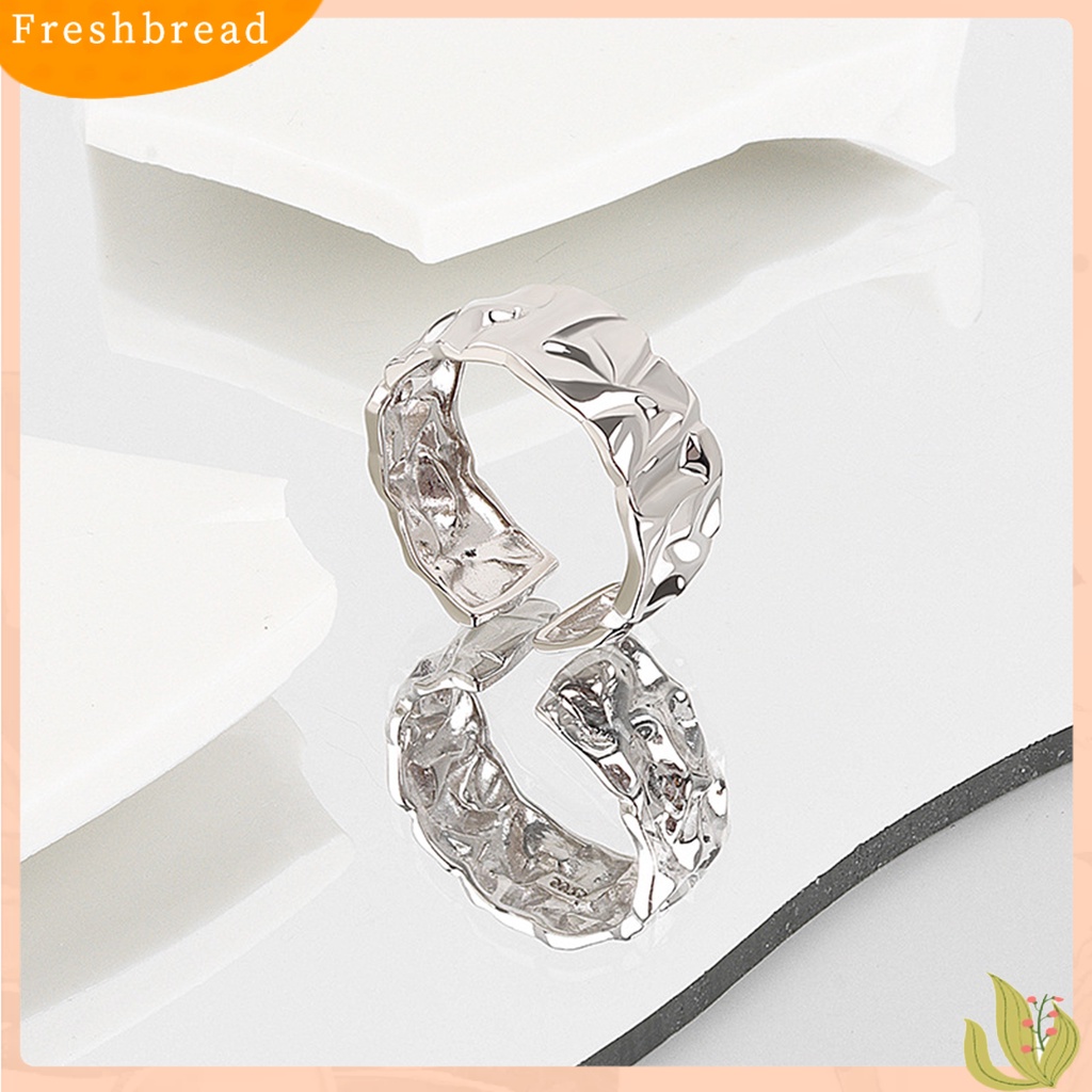 < Freshbread > Cincin Jari Pembukaan Dapat Disesuaikan Gaya Netral Kepribadian Poles Dekorasi Perempuan Cekung-Cekung Tidak Teratur Cincin Lebar Aksesoris Perhiasan