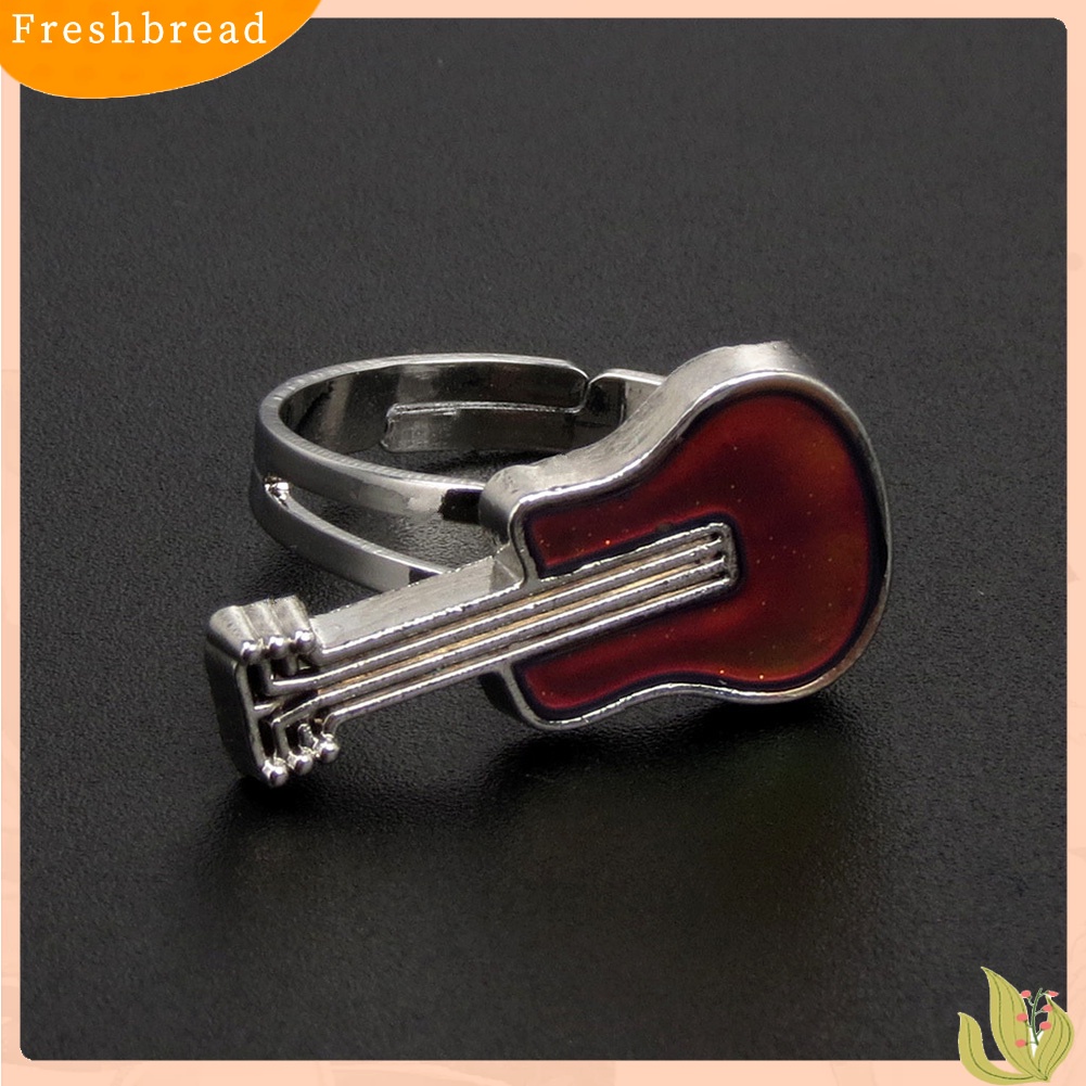 &lt; Freshbread &gt; Kreatif Gitar Suhu Mood Berubah Warna Wanita Cincin Terbuka Perhiasan Hadiah