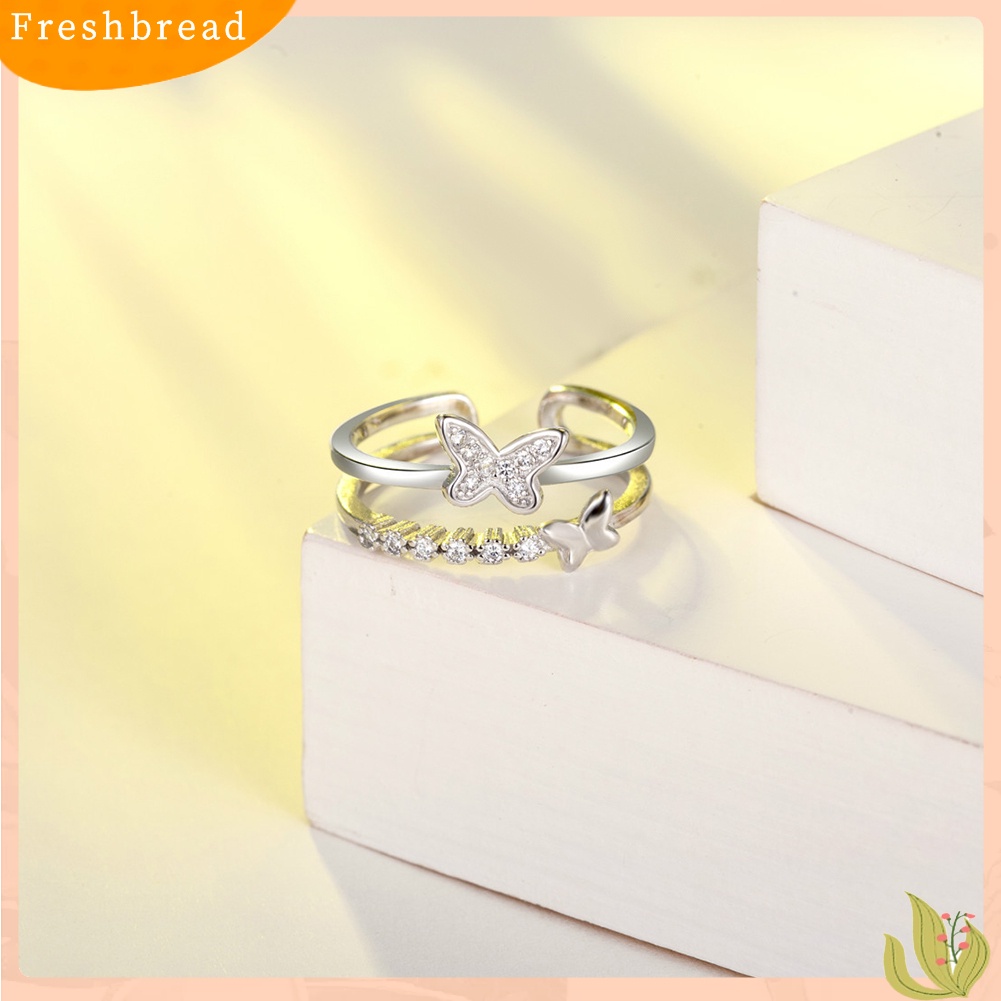 &lt; Freshbread &gt; Fashion Lady Sweet Butterfly Charm Adjustable Terbuka Cincin Jari Perhiasan Hadiah Xmas