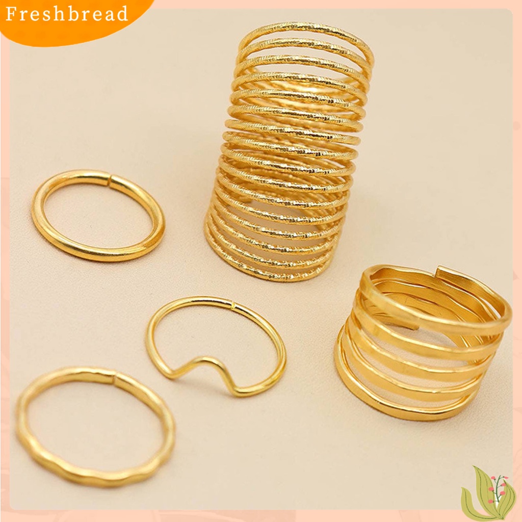 &lt; Freshbread &gt; 5Pcs Wanita Knuckle Rings Multi Lingkaran Sederhana Elastisitas Yang Dapat Disesuaikan Jari Rings Perhiasan Aksesoris