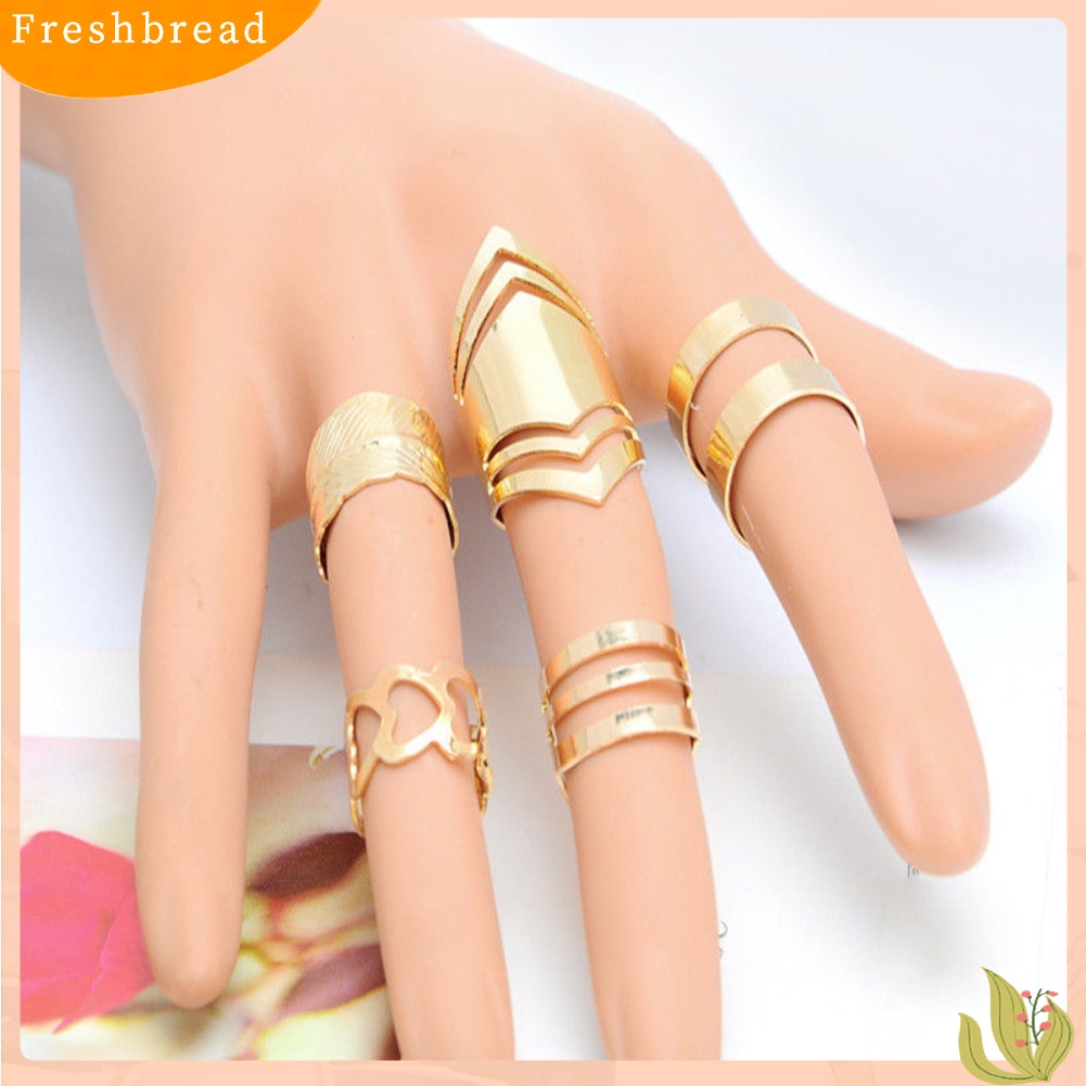 &lt; Freshbread &gt; 5Pcs/Set Wanita Fashion Berongga Midi Jari Di Atas Knuckle Stacking Rings