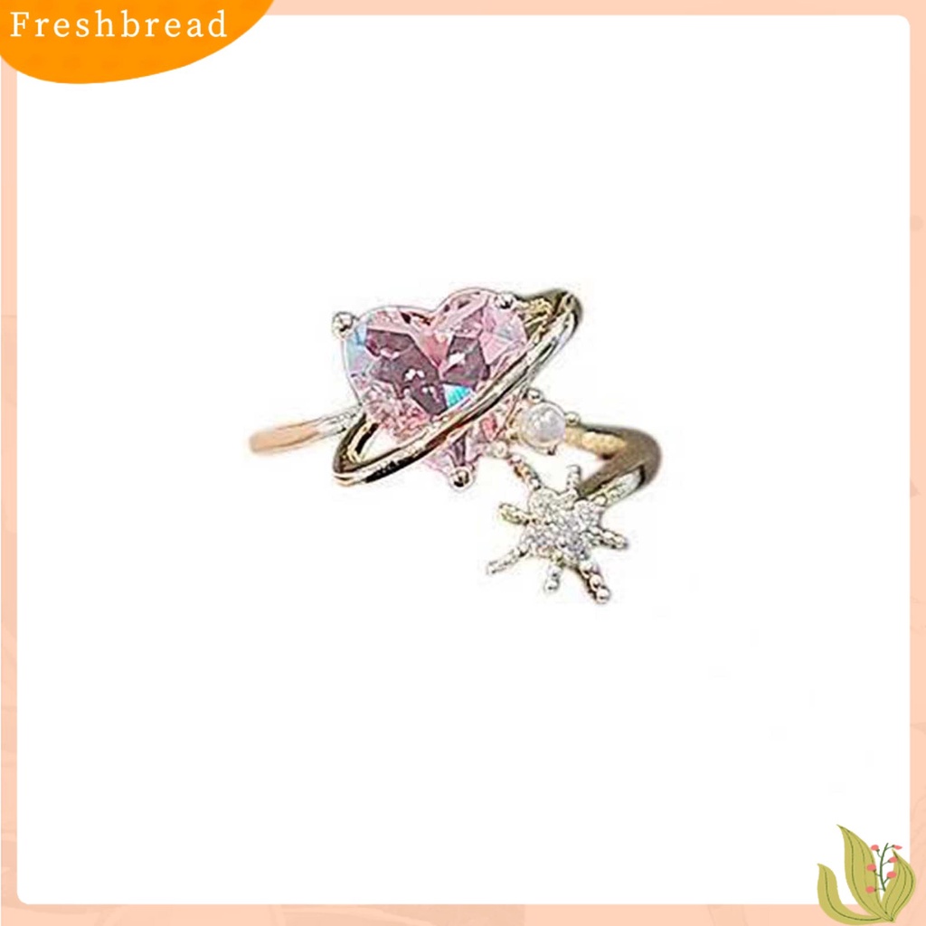 &lt; Freshbread &gt; Cincin Wanita Bentuk Hati Berlian Imitasi Mengkilap Opening Wedding Circlet Untuk Ulang Tahun