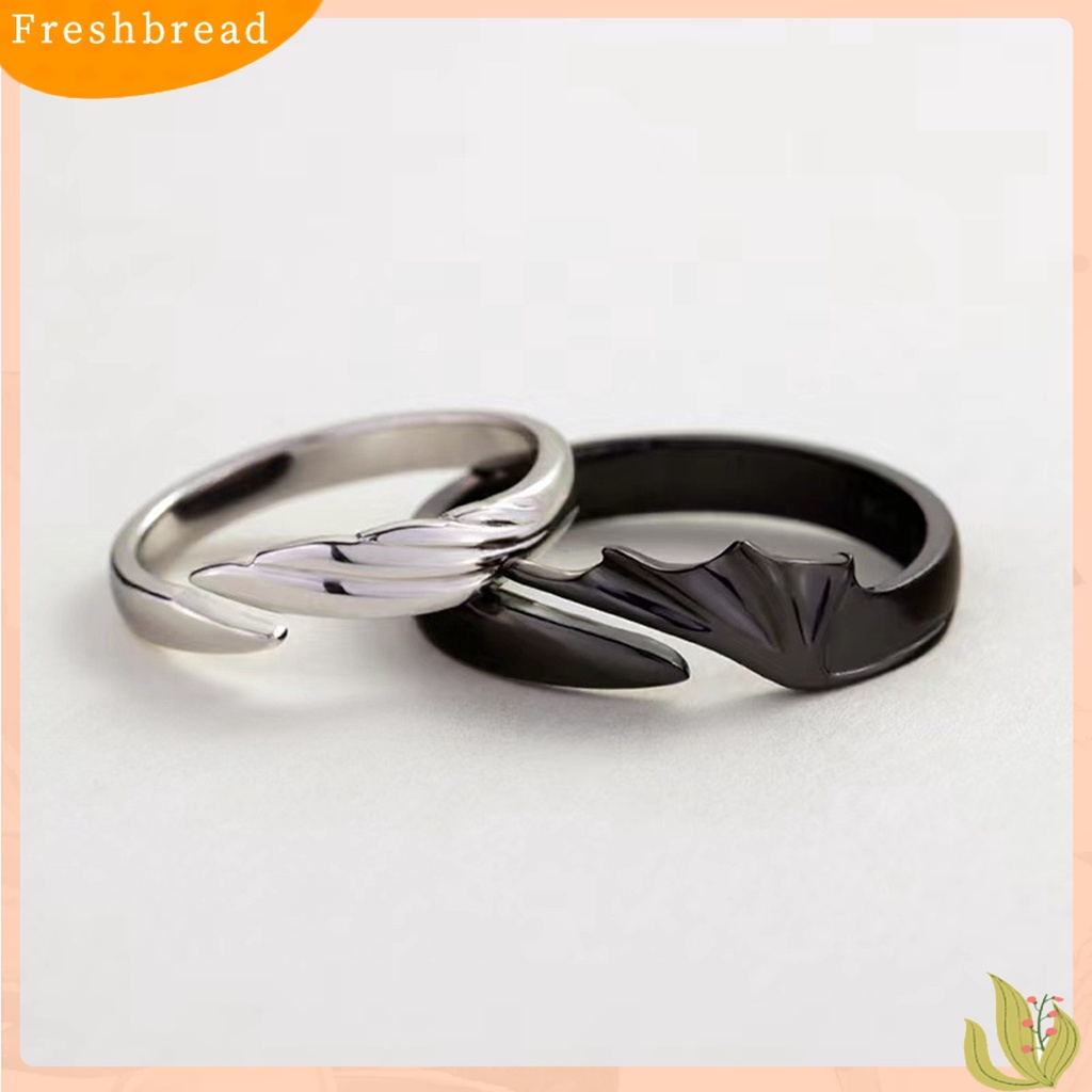 &lt; Freshbread &gt; 2Pcs Cincin Pasangan Bentuk Indah Logam Tahan Karat Bergaya Pertunangan Terbuka Cincin Hadiah Ulang Tahun Untuk Perempuan