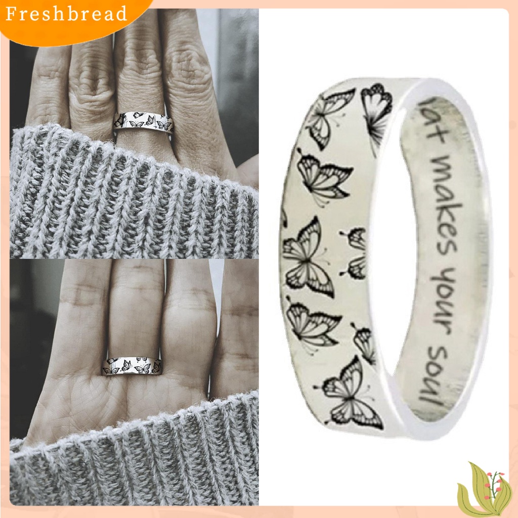 &lt; Freshbread &gt; Cincin Kupu-Kupu Ukir Vintage Trendi Paduan Kesederhanaan Chic Cincin Jari Hias Untuk Hadiah