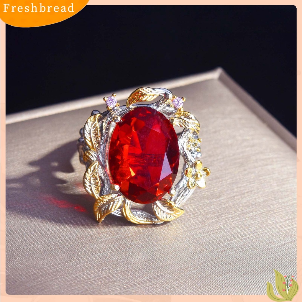 &lt; Freshbread &gt; Cincin Wanita Daun Pembukaan Perhiasan Adjustable Bright Luster Ring Untuk Pakaian Sehari-Hari