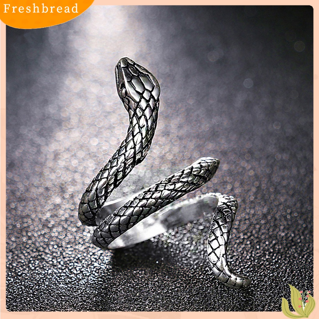 &lt; Freshbread &gt; Cincin Jari Bentuk Ular Perhiasan Hadiah Alloy Punk Cobra Bentuk Ular Ring Untuk Pesta