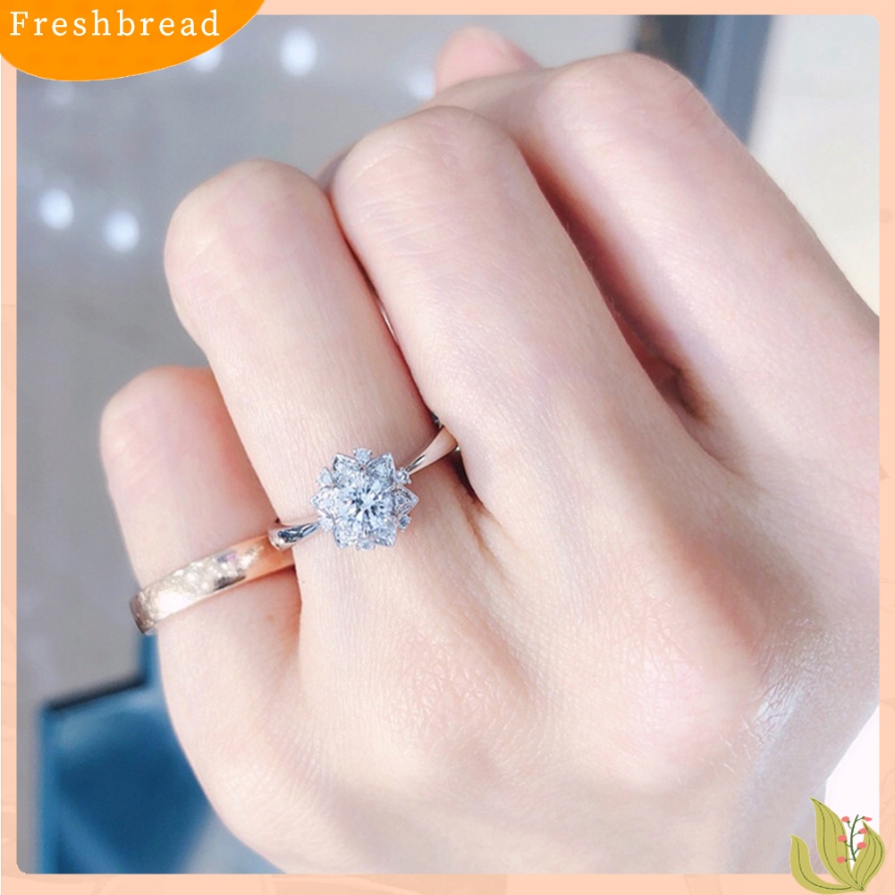 &lt; Freshbread &gt; Mewah Bunga Berlian Imitasi Jari Cincin Wanita Pernikahan Pertunangan Pengantin Perhiasan