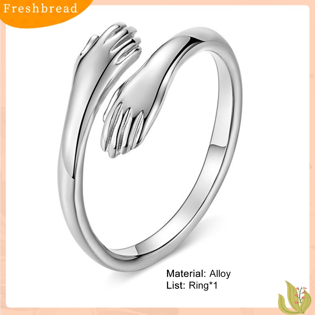 &lt; Freshbread &gt; Cincin Jari Wanita Kreatif Adjustable Hugging Hands Embrace Open Ring Jewelry Untuk Pesta