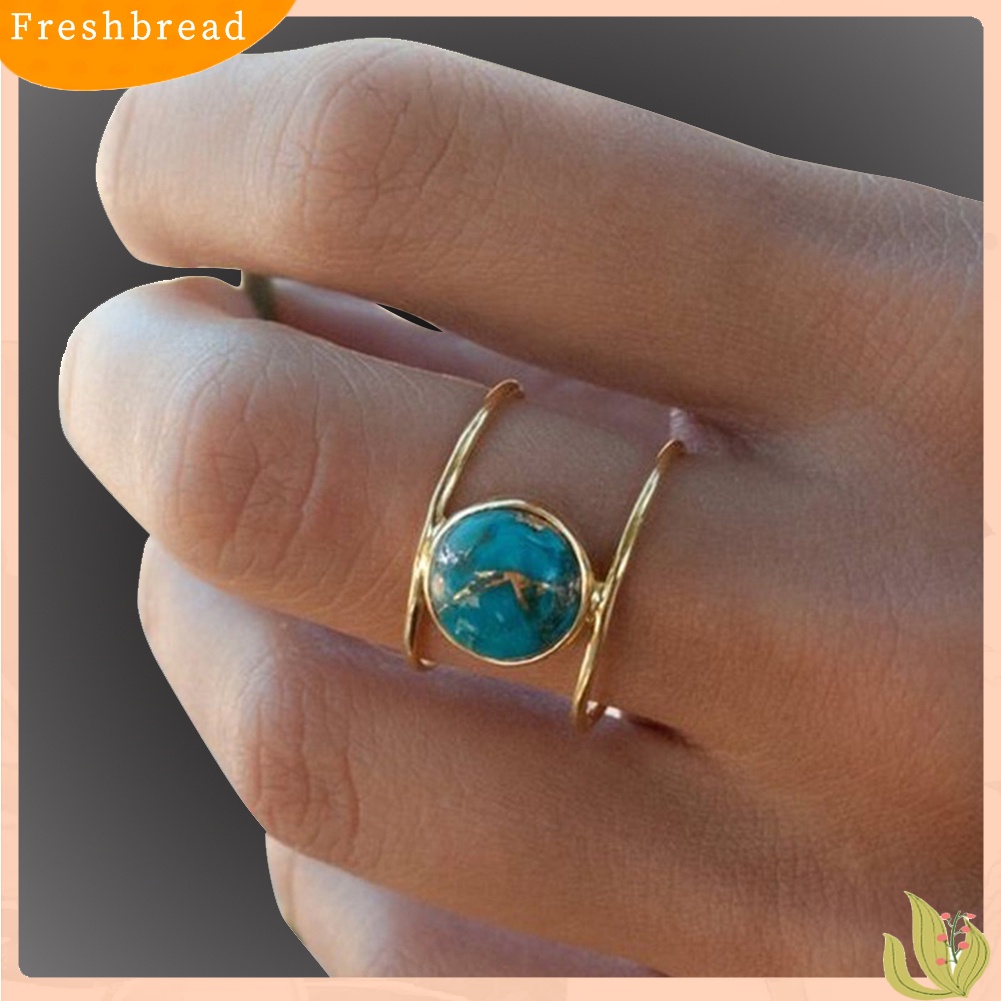 &lt; Freshbread &gt; Fashion Putaran Faux Turquoise Perhiasan Hadiah Wanita Lady Pesta Pernikahan Jari Cincin