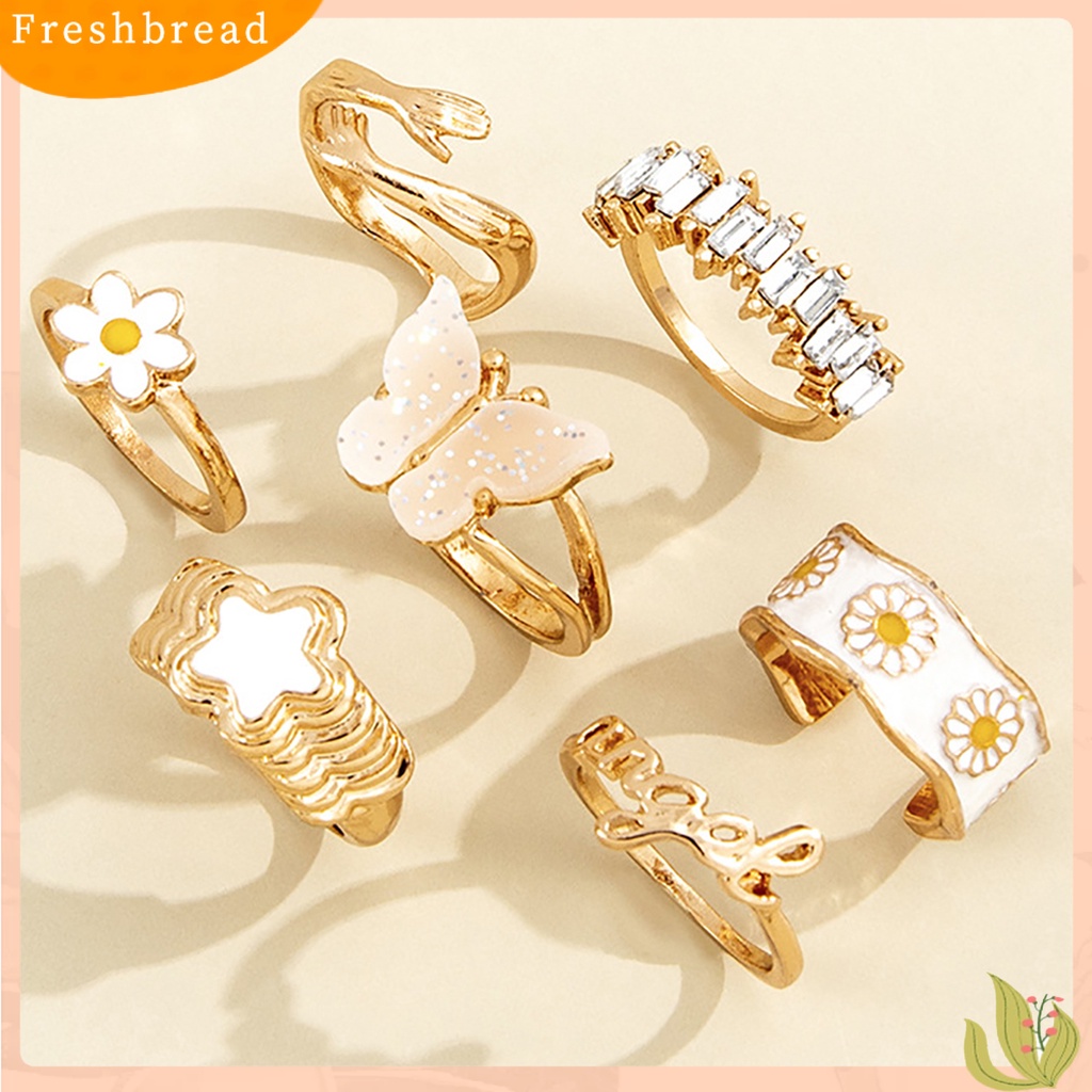 &lt; Freshbread &gt; 7 Pcs Knuckle Rings Butterfly Gothic Wanita Indah Stackable Finger Rings Perhiasan Hadiah