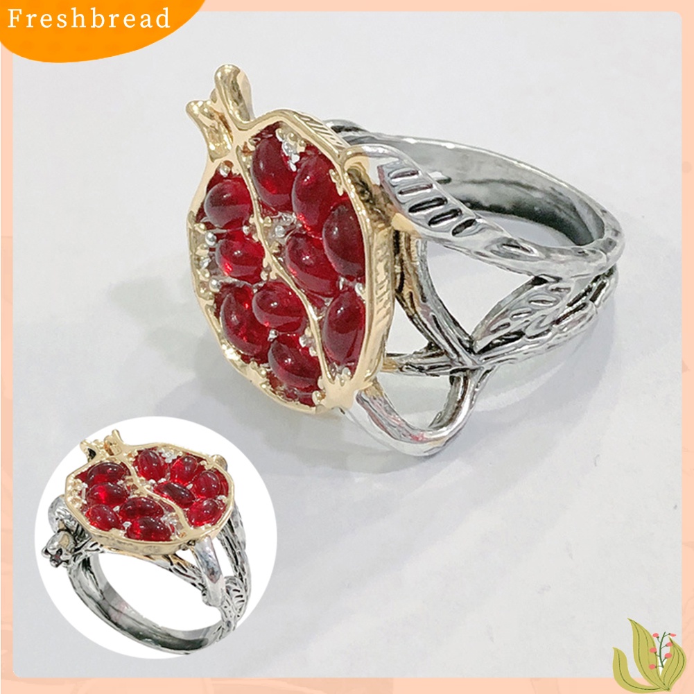 &lt; Freshbread &gt; Vintage Desain Delima Wanita Imitasi Garnet Alloy Jari Cincin Perhiasan Hadiah