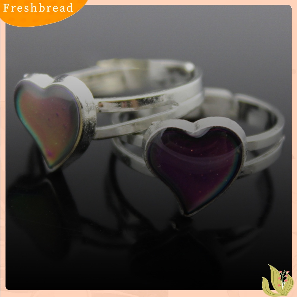 &lt; Freshbread &gt; Unisex Fashion Bentuk Hati Berubah Warna Mood Jewelry Lovers Couple Ring