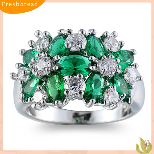 &lt; Freshbread &gt; Wanita Fashion925 Sterling Perak Berlapis Berlian Imitasi Pernikahan Knuckle Finger Ring