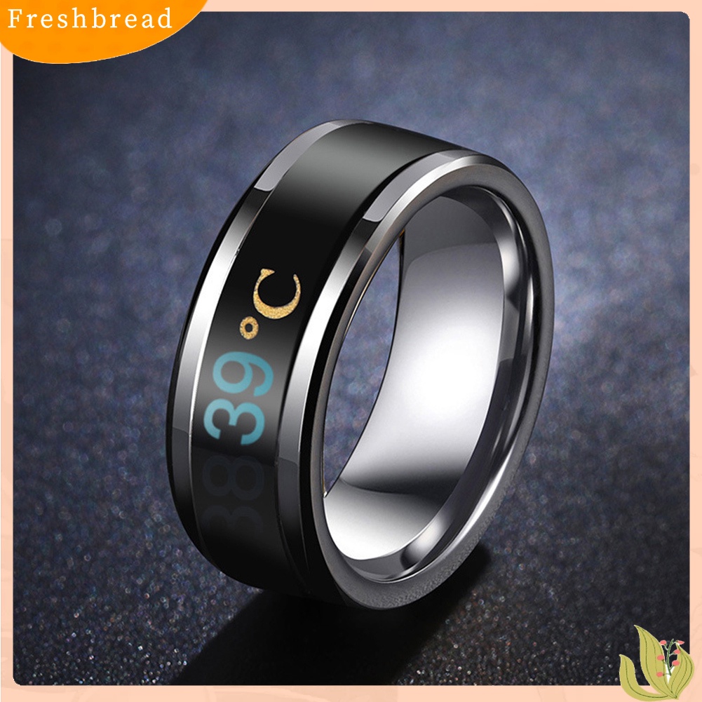 &lt; Freshbread &gt; Chic Sensor Suhu Stainless Steel Unisex Jari Cincin Perhiasan Hadiah Pasangan