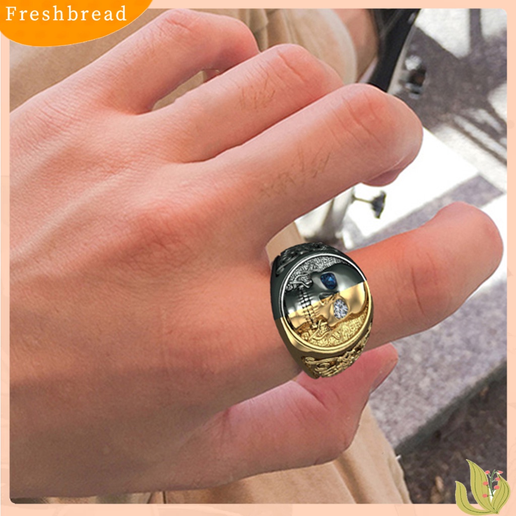 &lt; Freshbread &gt; Cincin Pesta Halus Indah Electroplated Alloy Mengerikan Pria Wanita Cincin Tengkorak Ukiran Untuk Pesta Custom