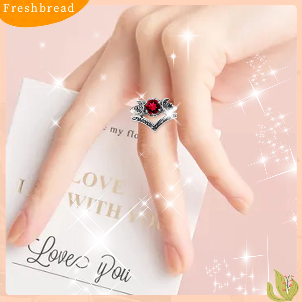 &lt; Freshbread &gt; Wanita Cincin Indah Kenyamanan Cocok Paduan Triple Bulan Dewa Janji Cincin Hadiah Anniversary