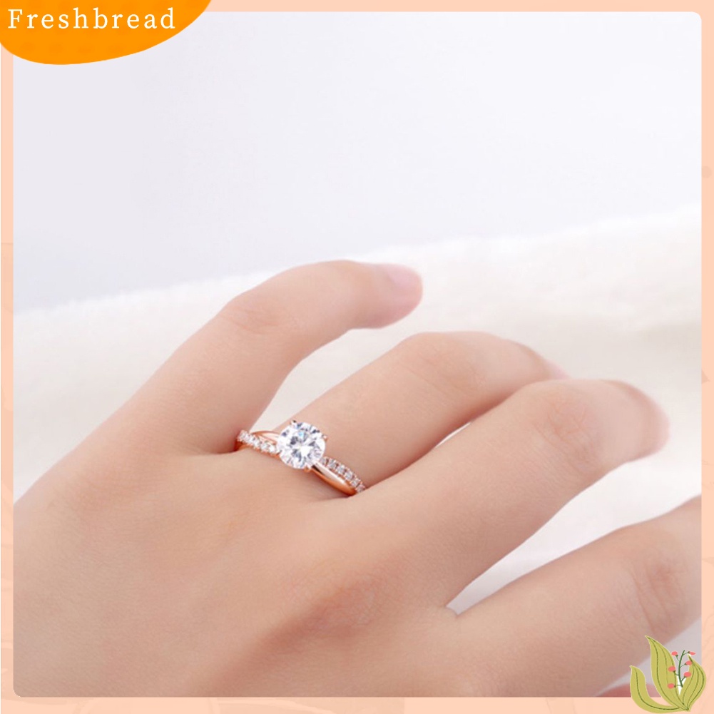 &lt; Freshbread &gt; Wanita Bulat Berlian Imitasi Bertatahkan Twist Jari Cincin Pernikahan Pertunangan Perhiasan Hadiah