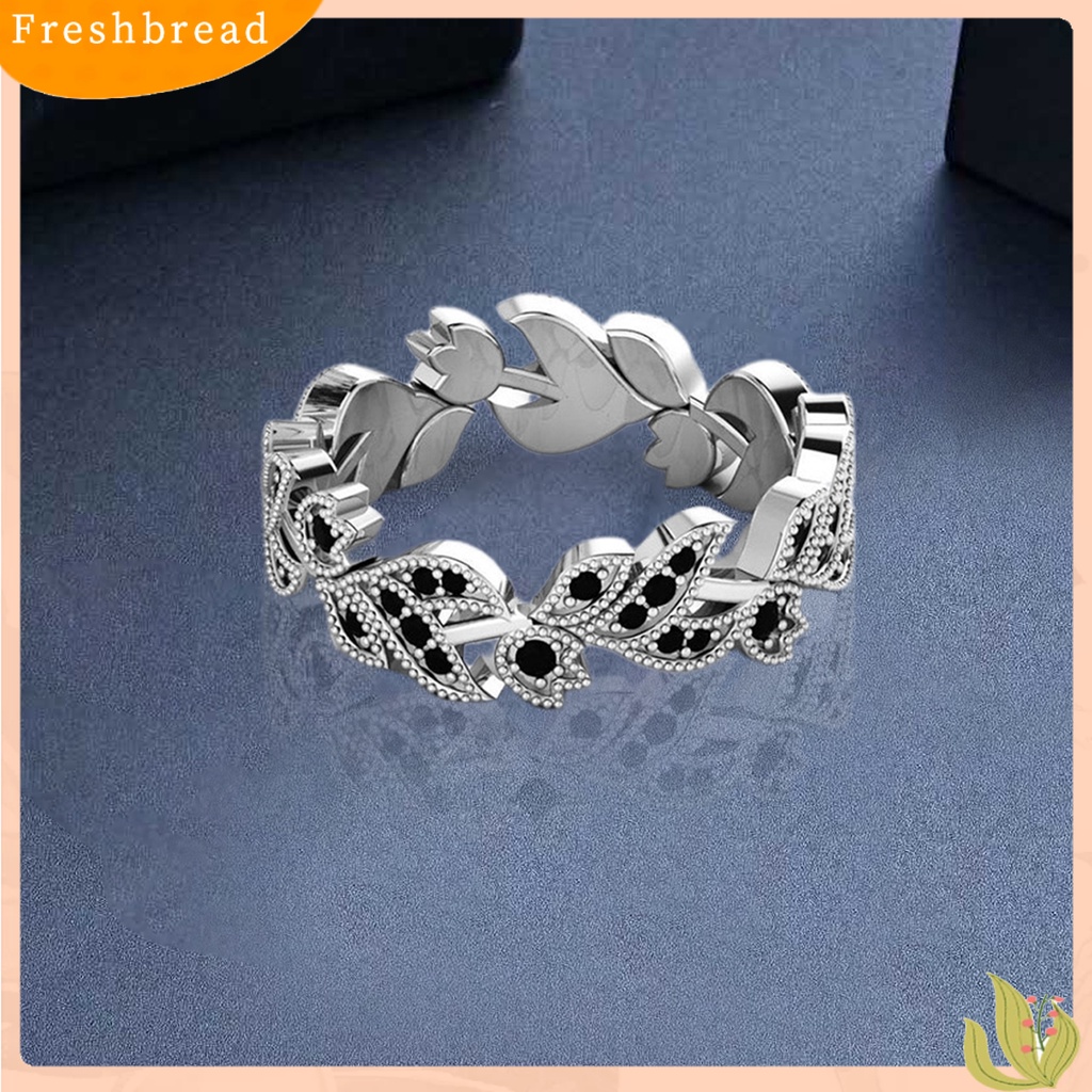 &lt; Freshbread &gt; 2 Pcs Jari Cincin Bunga Daun Berlian Imitasi Wanita Indah Berkilau Cincin Aksesoris Perhiasan