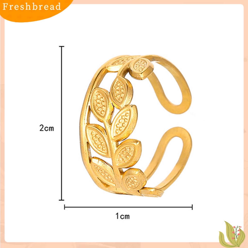 &lt; Freshbread &gt; Cincin Jari Daun Plating Aksesori Pembukaan Cincin Jari Adjustable Untuk Pesta Perjamuan Prom Pernikahan