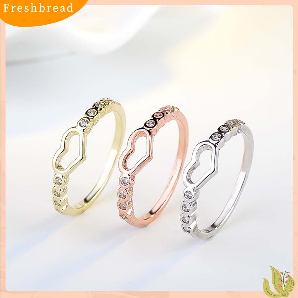 &lt; Freshbread &gt; Wanita Berongga Hati Berlian Imitasi Bertatahkan Jari Cincin Hadiah Perhiasan Pesta Pernikahan