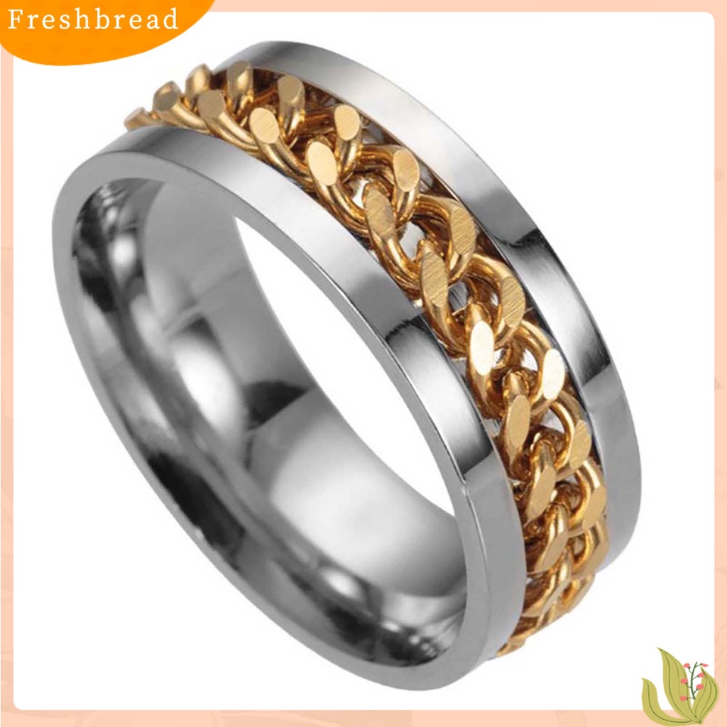 &lt; Freshbread &gt; Rantai Rotatable Chain Glittering Perhiasan Hadiah Pria Jari Cincin Untuk Club