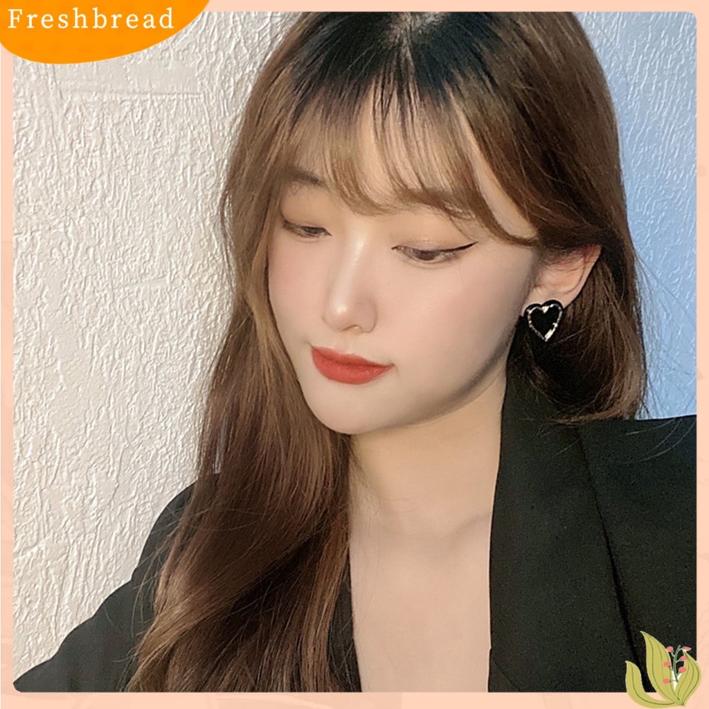 &lt; Freshbread &gt; 1pasang Indah Menawan Wanita Anting Hadiah Enamel Bentuk Hati Stud Earrings Perhiasan Aksesori