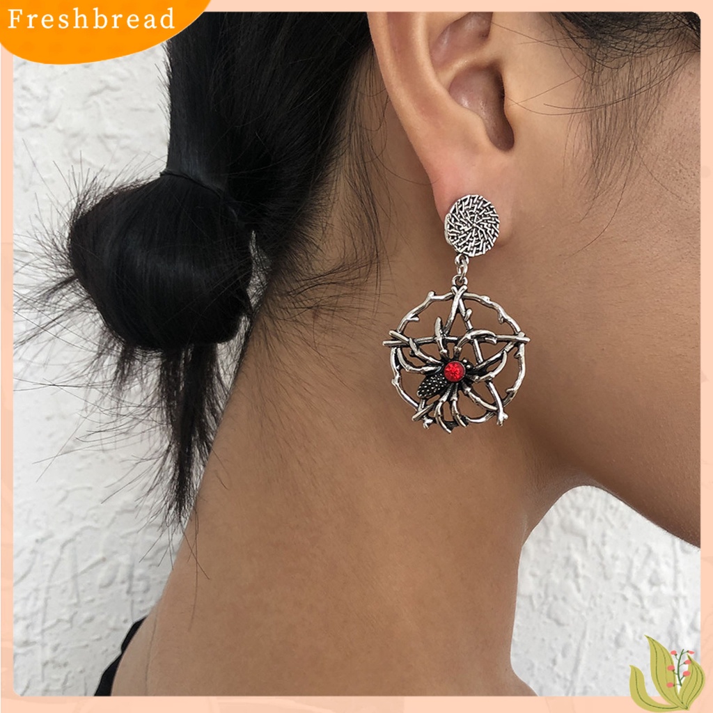 &lt; Freshbread &gt; 1pasang Menjuntai Anting-Anting Vintage Anti-Karat Alloy Pengerjaan Halus Indah Jaring Laba Laba-Laba Menjuntai Anting-Anting Untuk Pesta