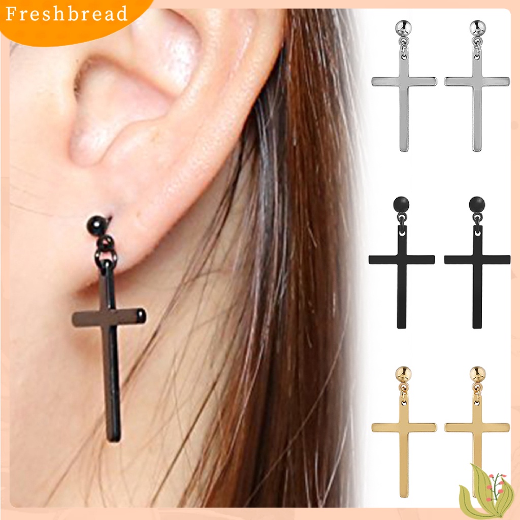 &lt; Freshbread &gt; Earring Unisex Anting Tusuk Juntai Salib Anti Karat Ringan Untuk Pesta