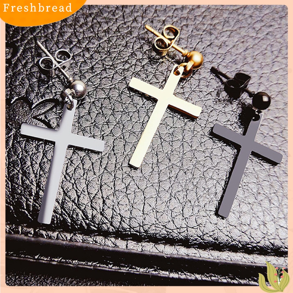 &lt; Freshbread &gt; Earring Unisex Anting Tusuk Juntai Salib Anti Karat Ringan Untuk Pesta