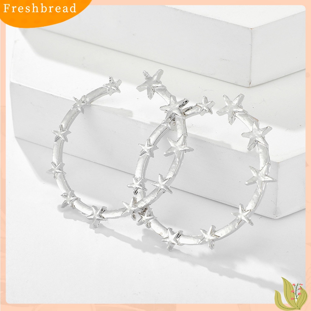 < Freshbread > Fashion Wanita Terbuka Bintang Besar Lingkaran Liontin Anting Hoop Pesta Liburan Perhiasan
