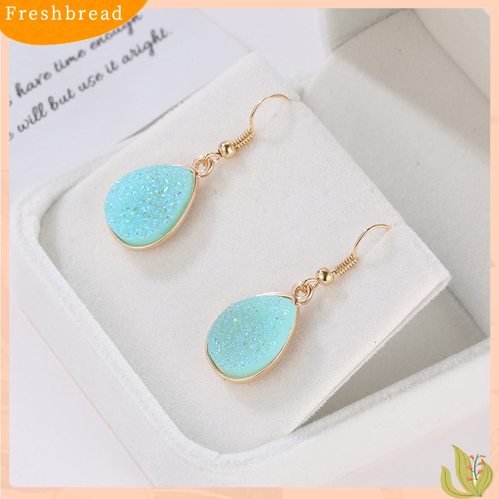 &lt; Freshbread &gt; Fashion Wanita Tetesan Air Drusy Menjuntai Kait Anting Hadiah Perhiasan Pesta Unik