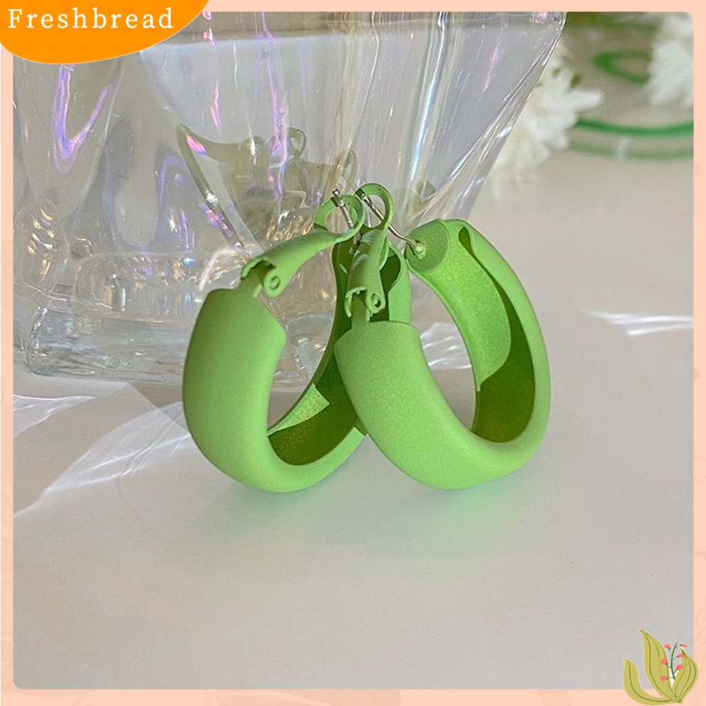 &lt; Freshbread &gt; Anting Hoop Desain Geometri Minimalis Anting Aneka Warna Macaron Berbentuk C Untuk Pacaran