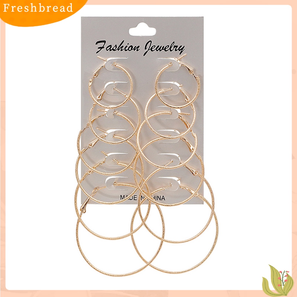 &lt; Freshbread &gt; 6pasang Anting Lingkaran Anting Tusuk Simple Punk Metal Bulat Halus Untuk Wanita