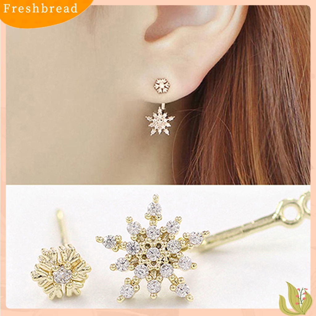 &lt; Freshbread &gt; Anting Menjuntai Kristal Berlian Imitasi Snowflake Fashion Elegan Untuk Pakaian Sehari-Hari Wanita