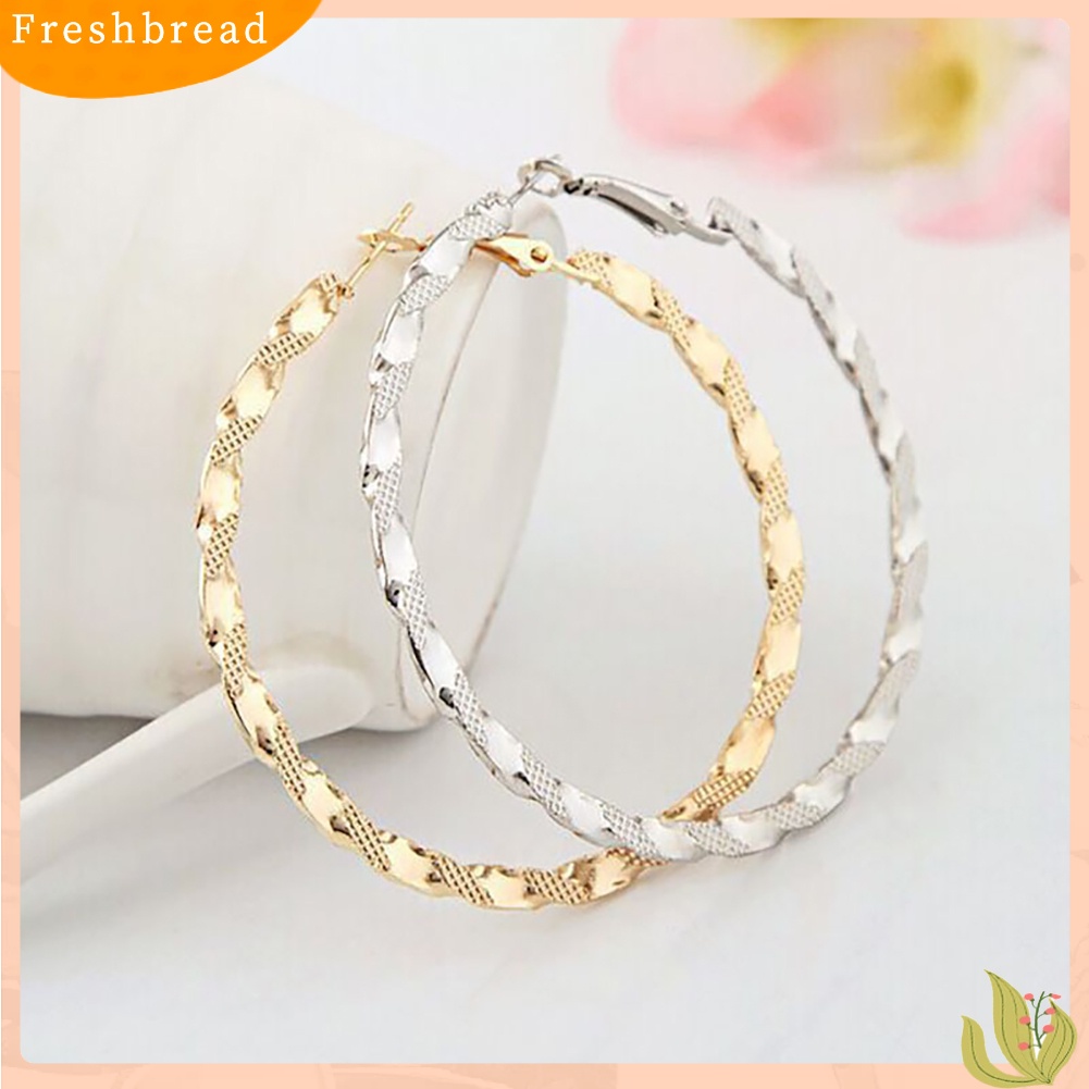 &lt; Freshbread &gt; Fashion Lady Berlebihan Memutar Anting Hoop Besar Wanita Lingkaran Menjuntai Perhiasan