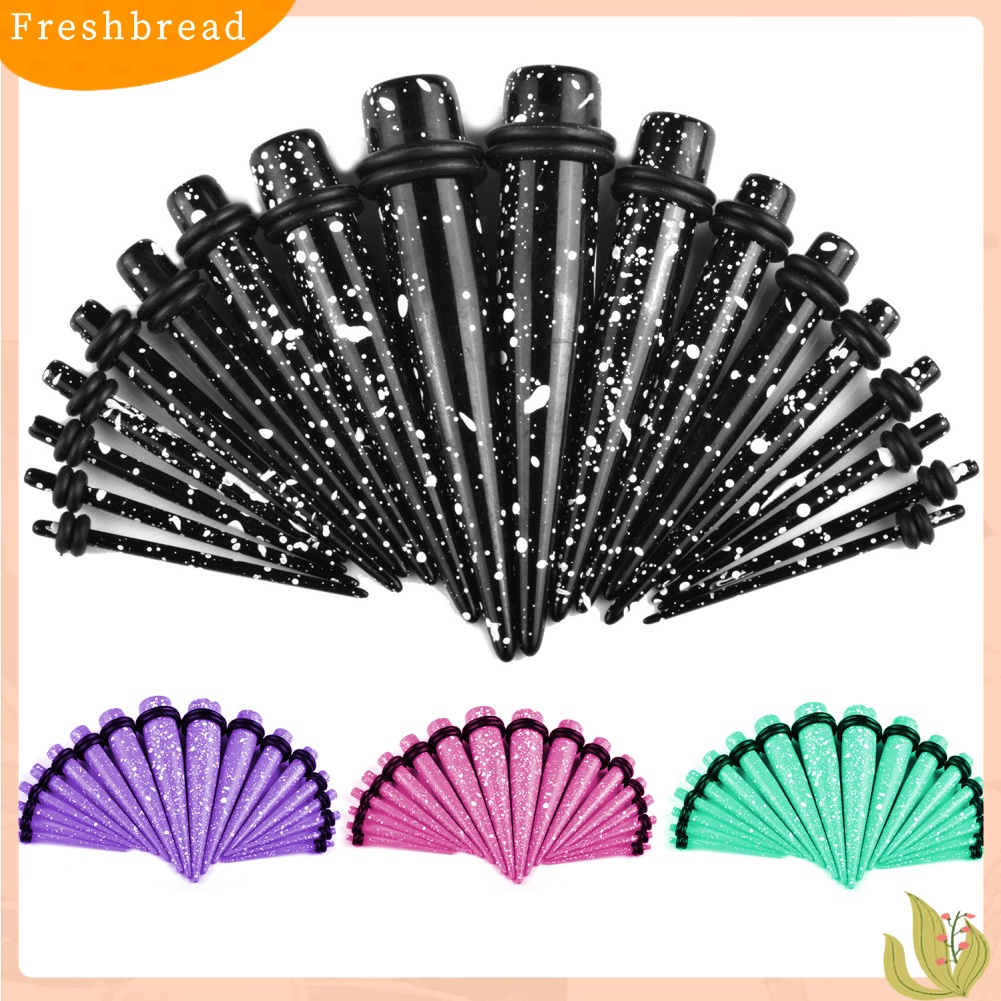 &lt; Freshbread &gt; 18Pcs Unisex Acrylic Gauge Ear Stretcher Taper Expander Spike Piercing Perhiasan