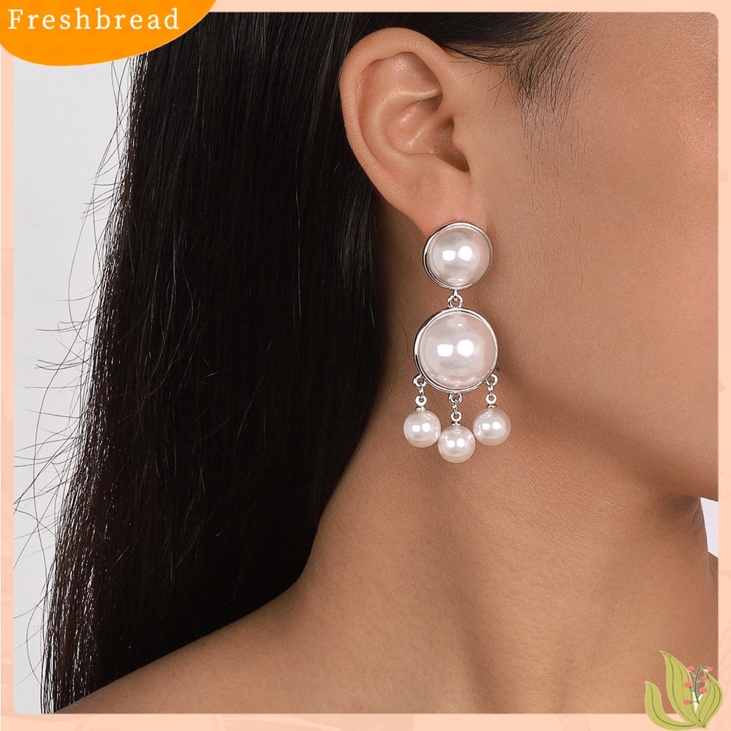 &lt; Freshbread &gt; 1pasang Drop Earrings Vintage Berlebihan Elegan Geometris Semua Pertandingan Dekorasi Hadiah Wanita Mutiara Imitasi Rumbai Menjuntai Earrings Perhiasan Untuk Pacaran