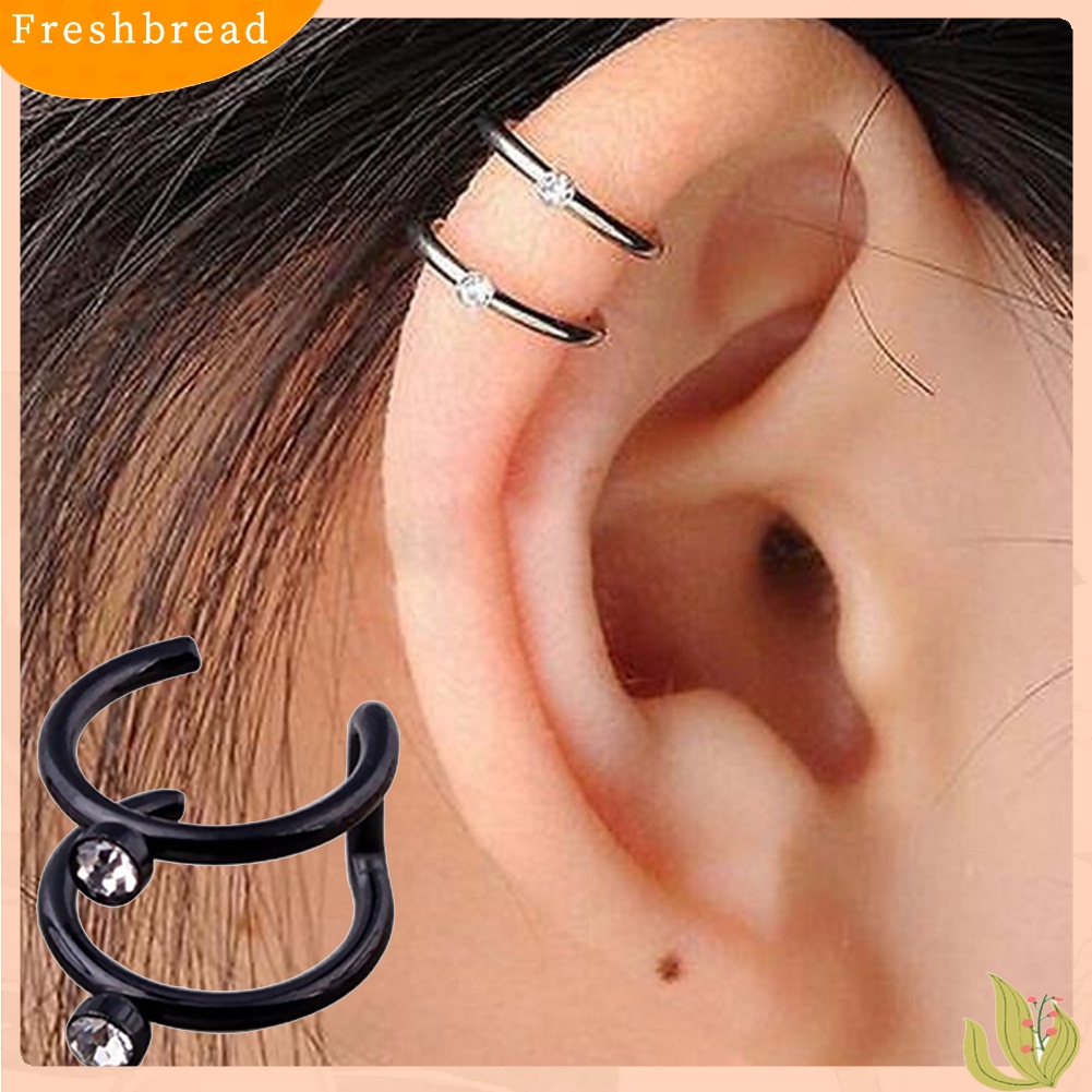 &lt; Freshbread &gt; 1Pc Wanita Berlian Imitasi Hias Helix Tulang Rawan Manset Telinga Tanpa Tindik Klip On Earring