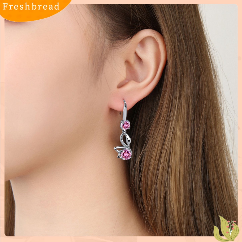 &lt; Freshbread &gt; 1pasang Anting Kait Mata Hitam Perhiasan Hewan Gaya Korea Cubic Zirconia Drop Earrings Untuk Pesta Pernikahan