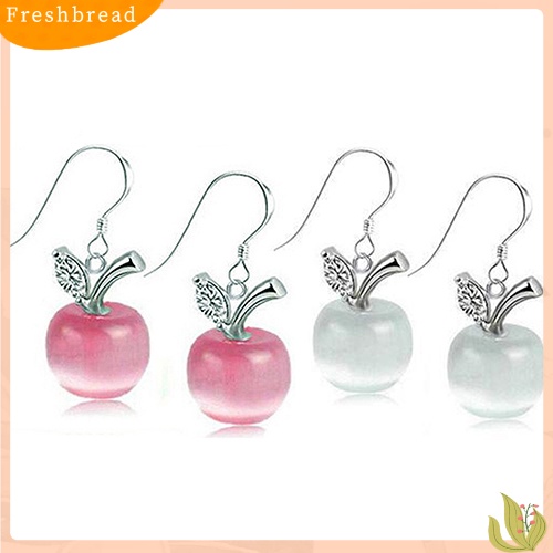 &lt; Freshbread &gt; Wanita Opal Apple Menjuntai925 Sterling Silver Zircon Eardrops Anting Kait