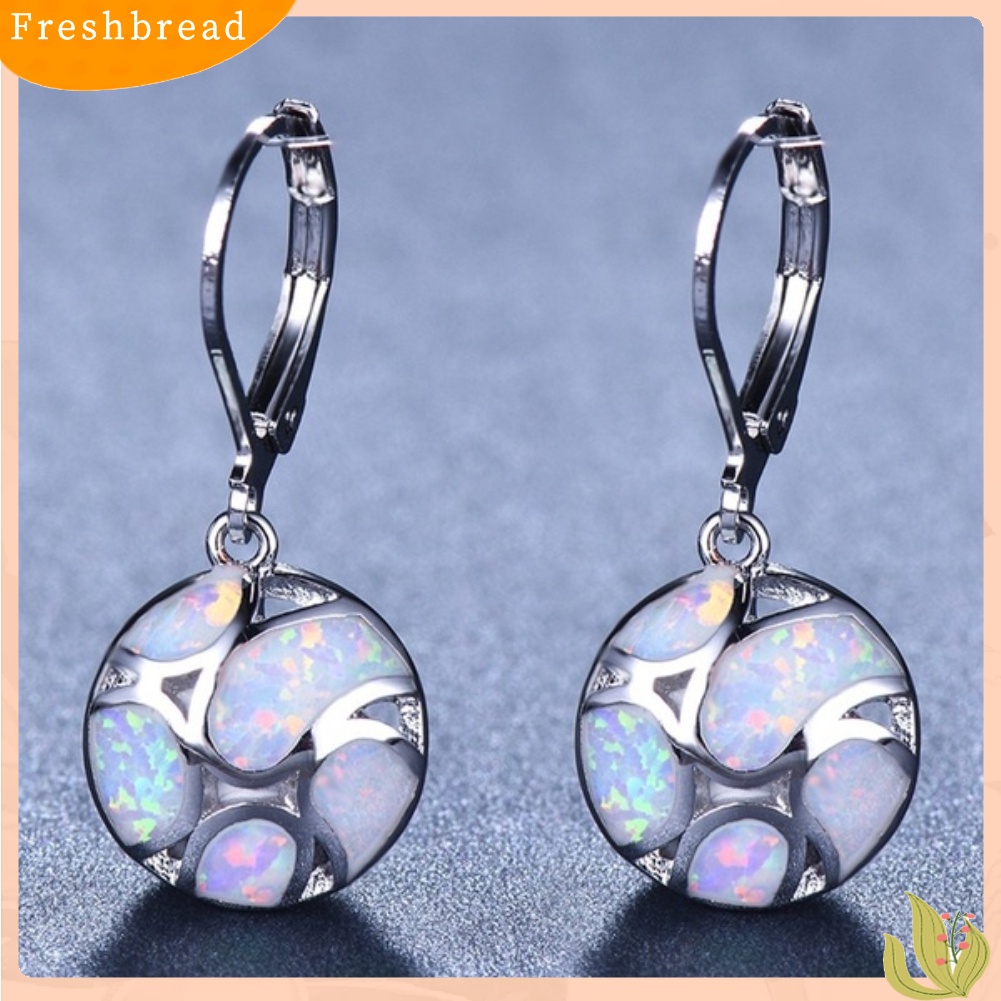 &lt; Freshbread &gt; Fashion Wanita Faux Opal Putaran Sepak Bola Menjuntai Leverback Earrings Perhiasan Hadiah