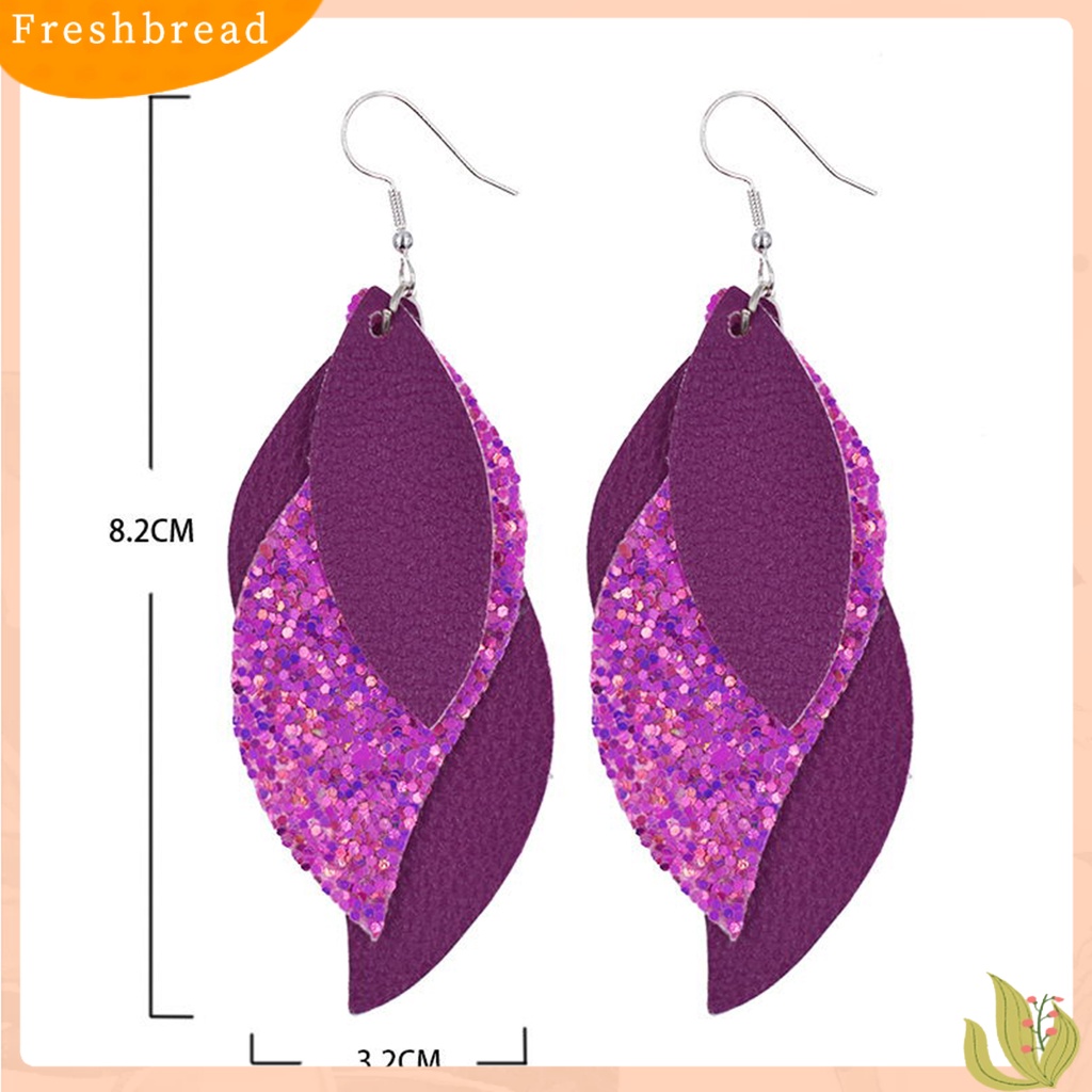 &lt; Freshbread &gt; 1pasang Tindik Indah Menawan Drop Anting-Anting Multi Layer Daun Menjuntai Kait Anting Perhiasan Fashion