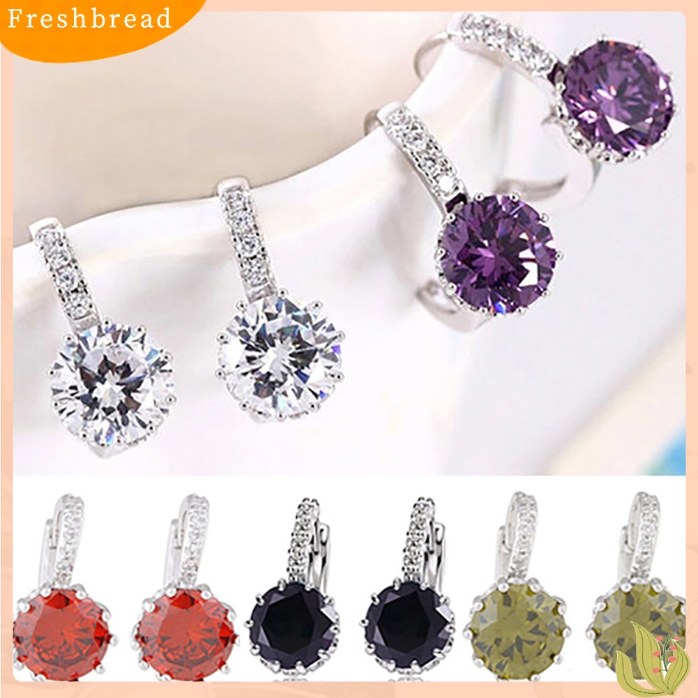 &lt; Freshbread &gt; Wanita Fashion Berlapis Emas 9K Zirkon Berlian Imitasi Huggie Earrings Perhiasan Hadiah