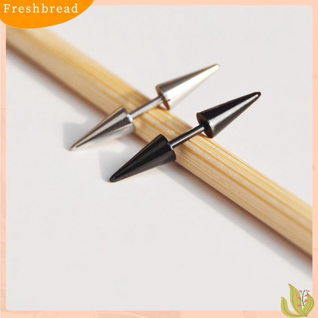 < Freshbread > 1pasang Stud Earring Pengerjaan Halus Wanita Aksesoris Portable Unisex Double Rivet Spike Earrings Untuk Pub