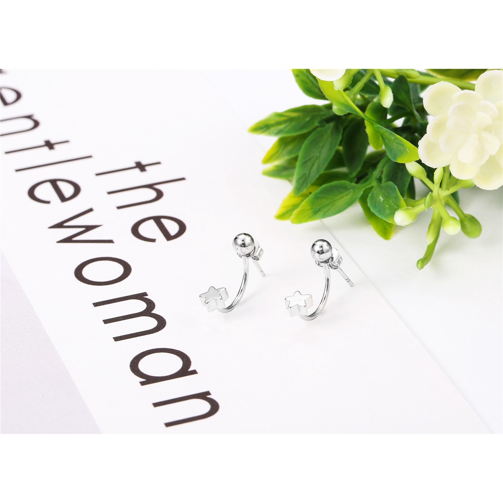 Goldkingdom Aksesoris Perhiasan Fashion Ready Stock Korea Handmade Kreatif Sederhana Ganda-Penggunaan Manik-Manik Bulat Dan Bintang Anting Gantung Hypoallergenic Korea Earrings Earring Buckle.