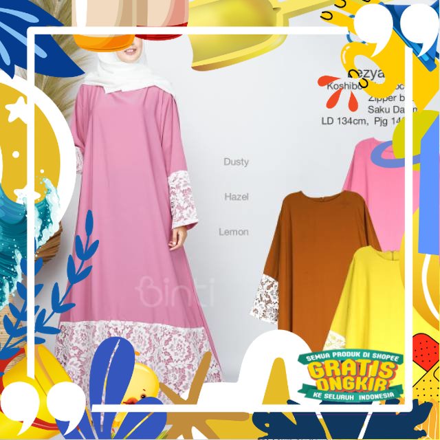 GAMIS LEZYA MAXY LD 134 PB 140 ORI BINTI FASHION WANITA MUSLIMAH MODERN MATT KHOSIBO MIX BRUKLAT/ ko