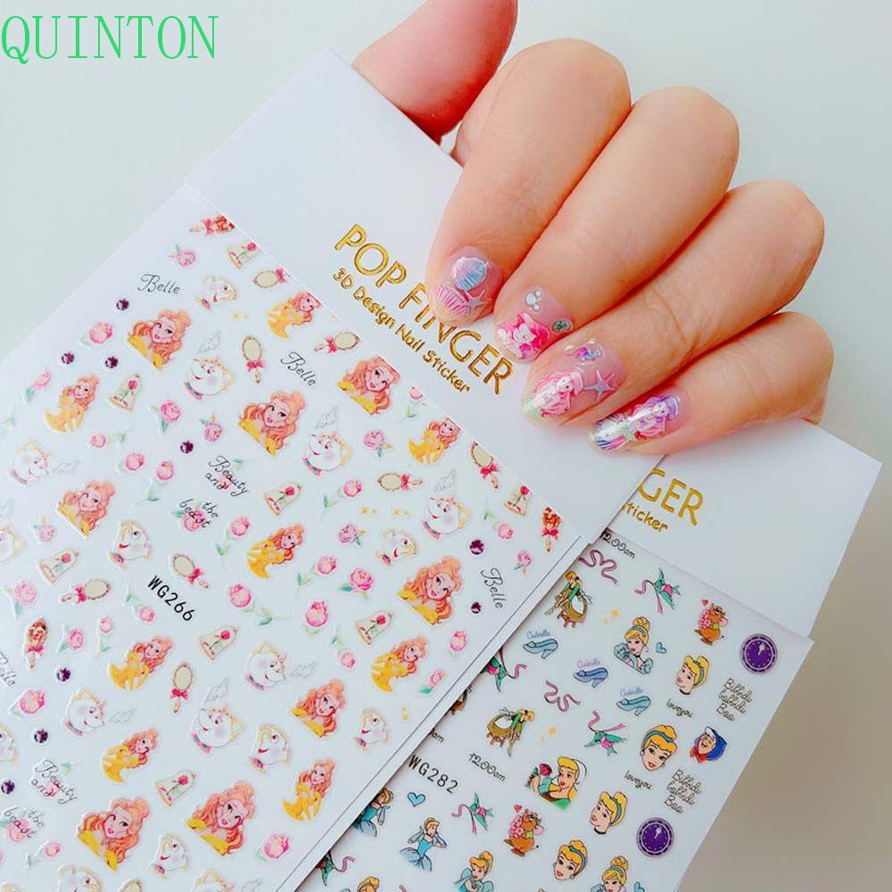 Quinton Stiker Kuku Motif Princess Frozen Elsa Untuk Nail Art Anak Perempuan