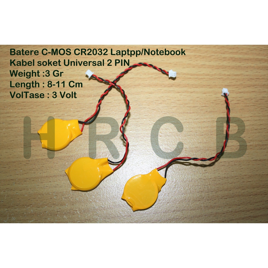 Baterai CMOS Laptop/Notebook CR2032 Socket Kabel 2 Pin 3Volt Universal Ekonomis -HRCB